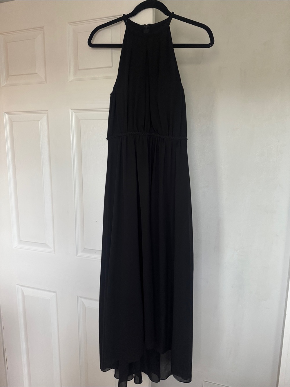 Halter Neck High-Low Maxi Dress in Black